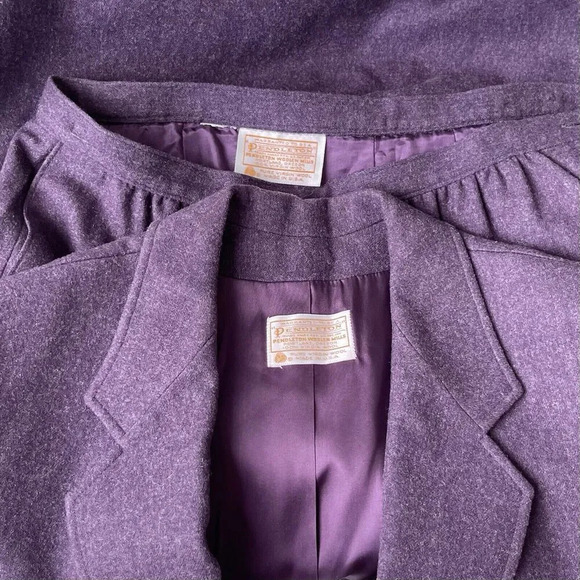 PENDLETON 100% Virgin Wool Skirt Suits Women’s 8 Mauve Pockets Career Office - Picture 3 of 3